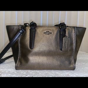 Mini Gold Metallic Coach Shoulder Bag